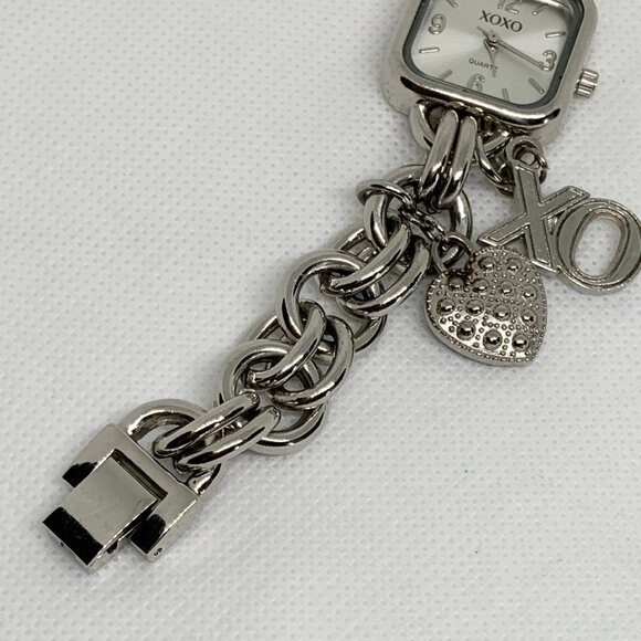 Xoxo silver tone women watch quartz analog 24mm charm chain size 7” running - Picture 4 of 7